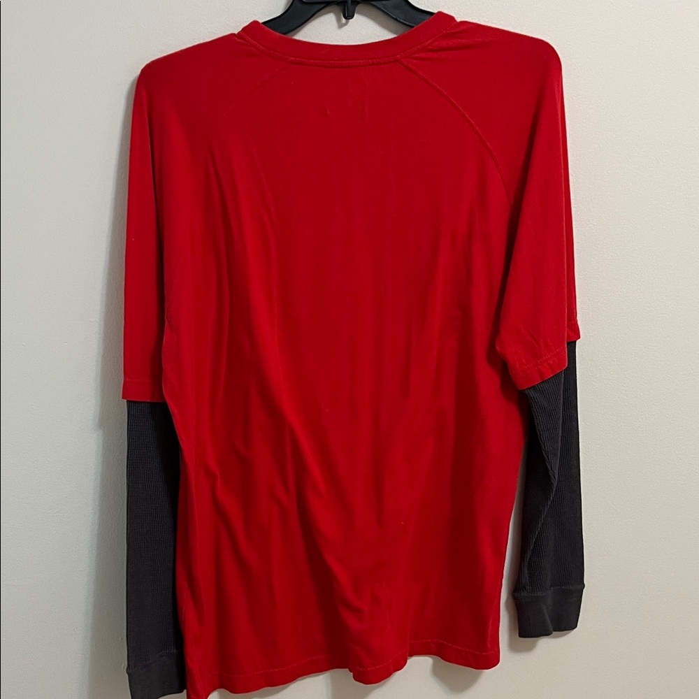 Majestic Top XL Red Gray Detroit Red Wings Hockey Long Sleeve Tee Shirt - Picture 8 of 10